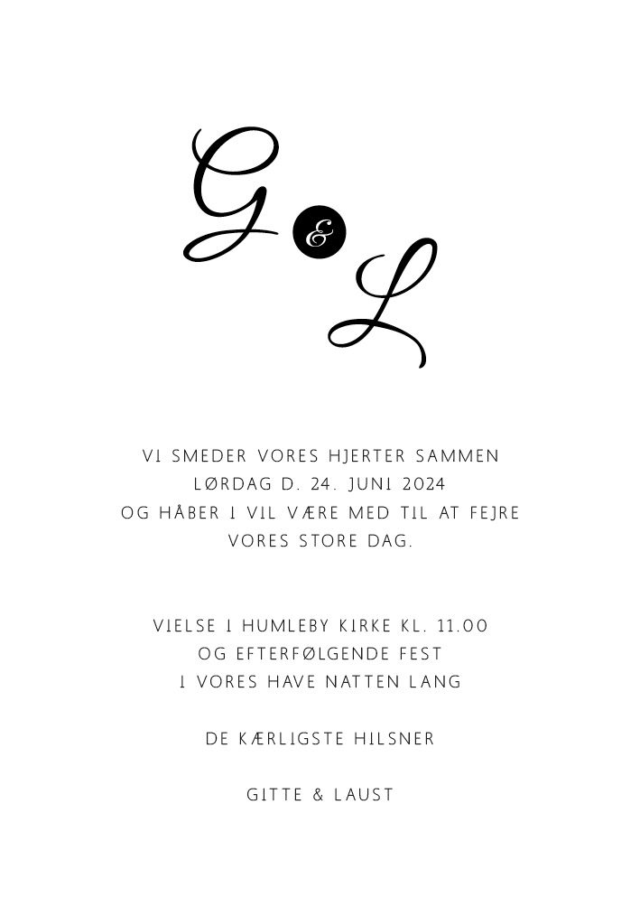 Invitationer - Gitte & Laust Bryllupsinvitation